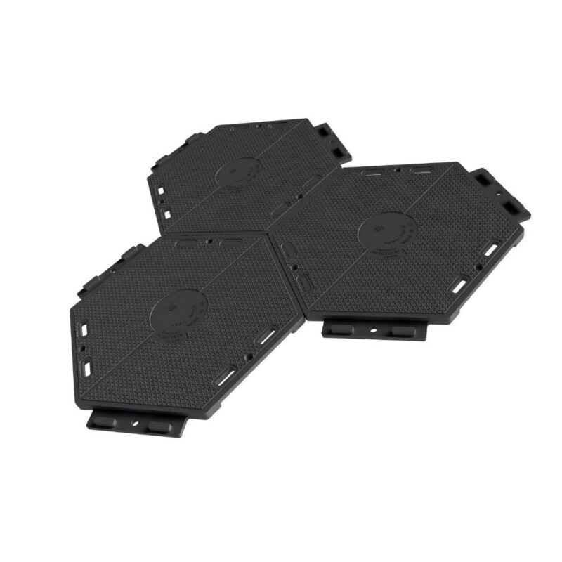 Dunkelgraue Bodenplatten aus Kunststoff